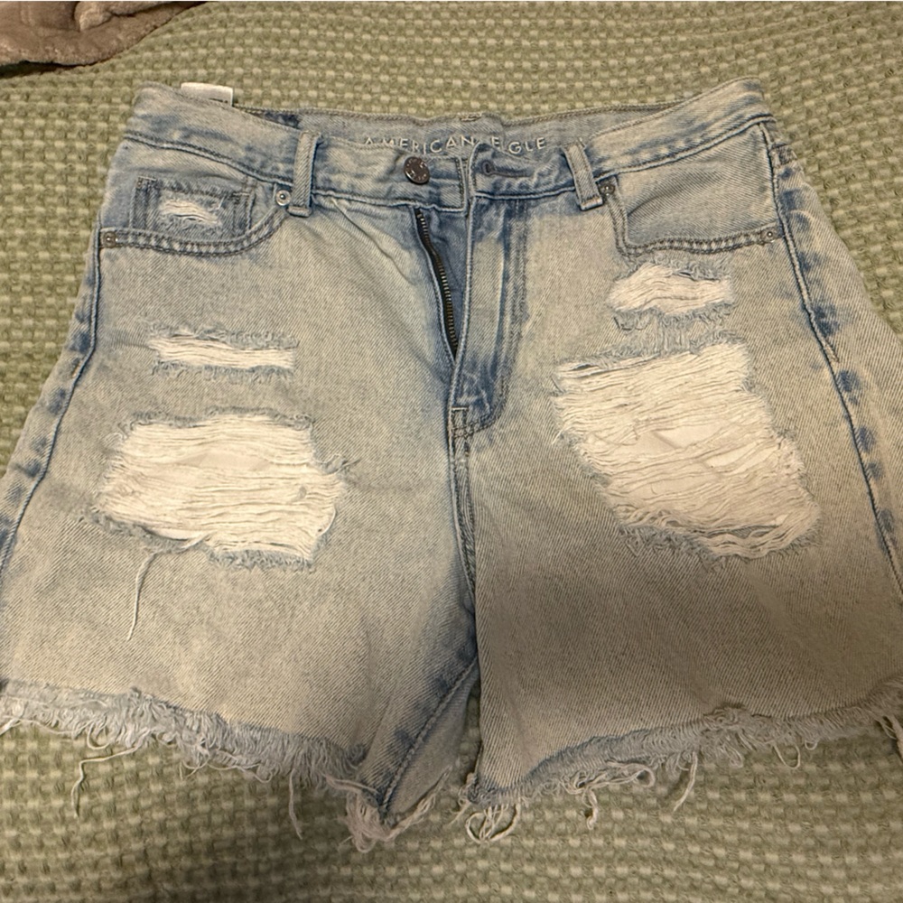 American Eagle Outfitters Light Blue Denim Mom Shorts